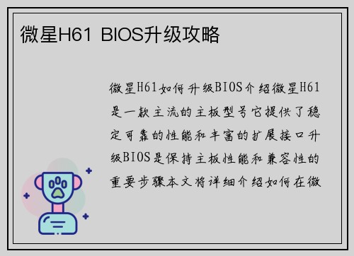 微星H61 BIOS升级攻略